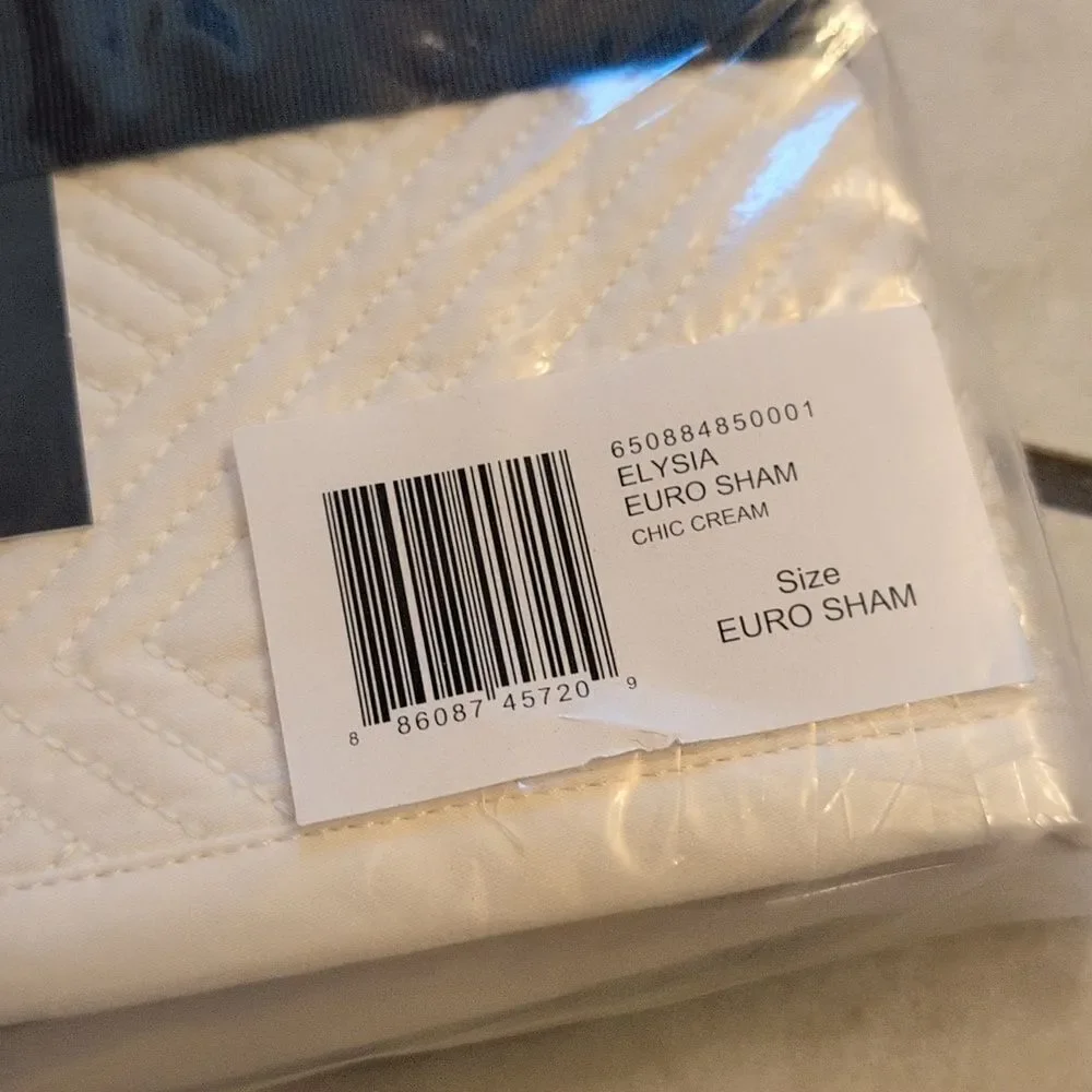 NWT Ralph Lauren Euro Sham Elysia Chic Cream Art Deco Pattern Cotton